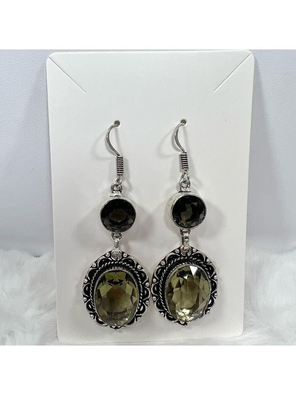 Green Amethyst 925 Earrings